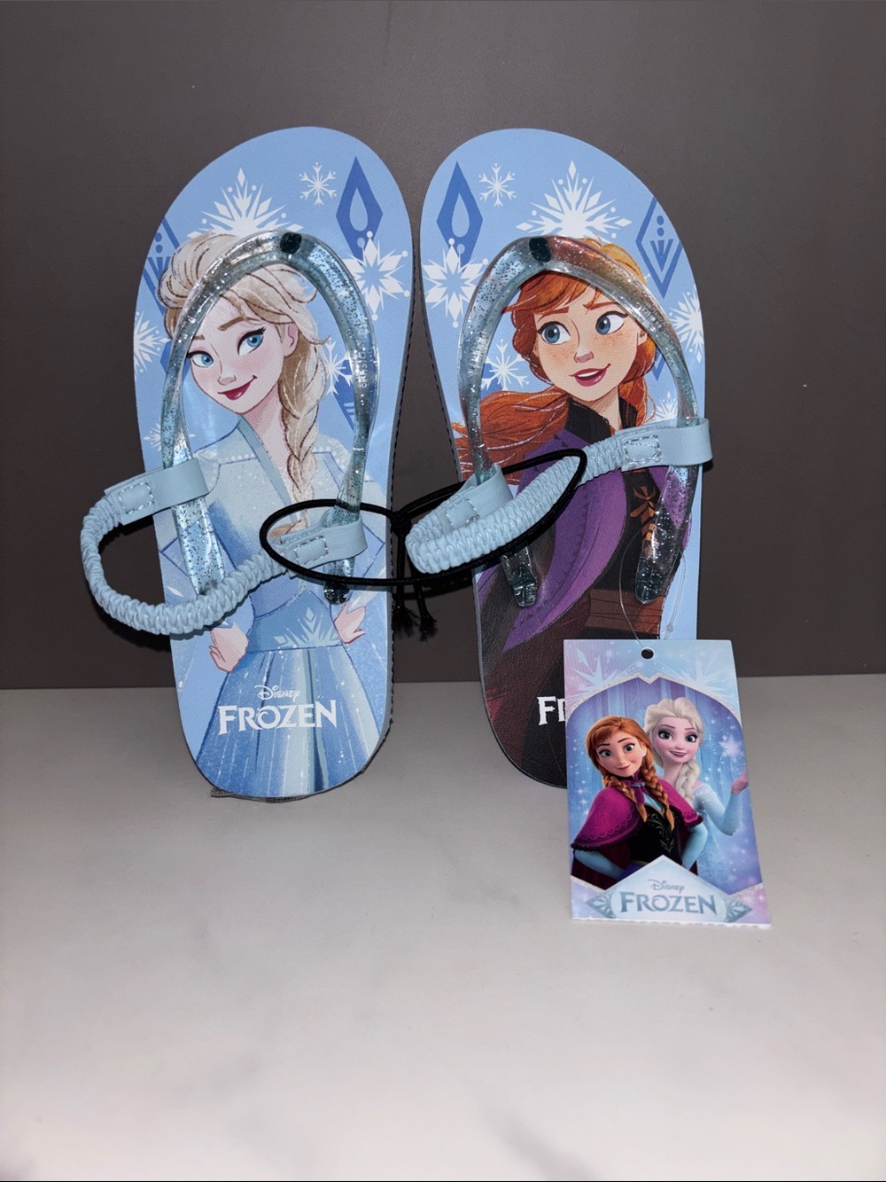 Disney Frozen Girls' Blue Elsa & Anna Braided Strap Sandals